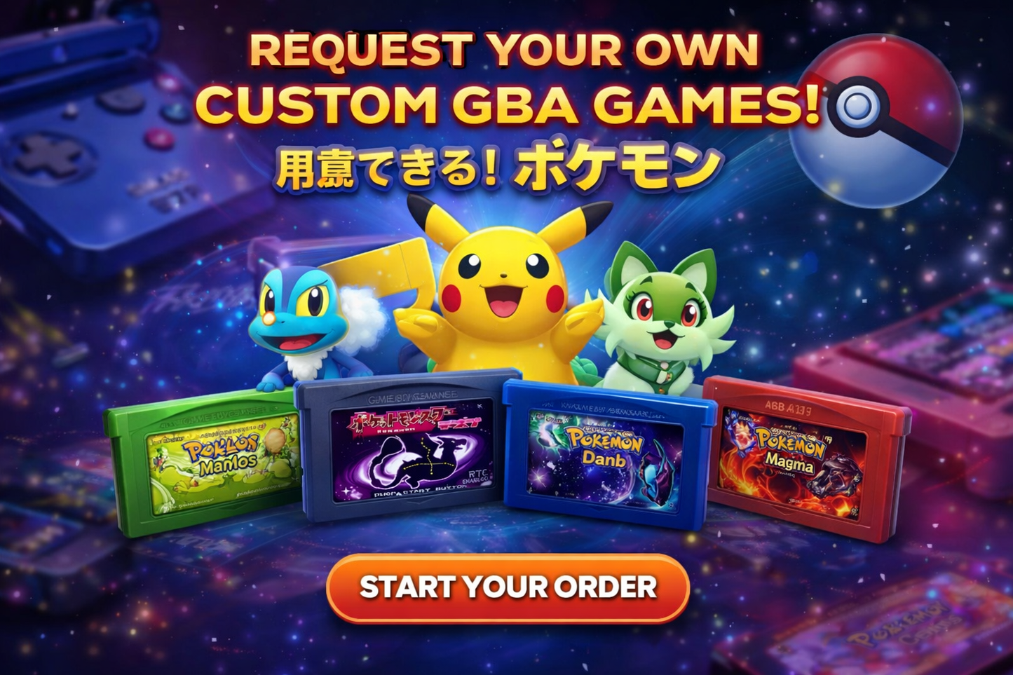 Request Your Own Custom Pokémon GBA Game Cartridge Romcarts