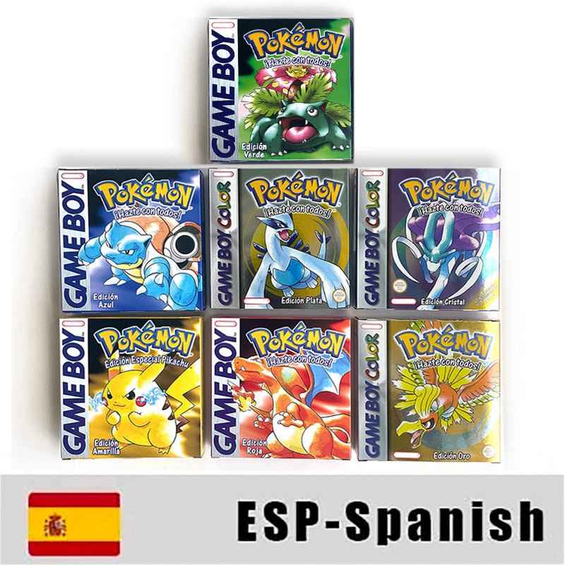 Noe Usa Eur Yellow Green Red Gold Crystal Blue Silver Pokemon Series Metallic Holographic Trey For GBC Case & Cart (USA)