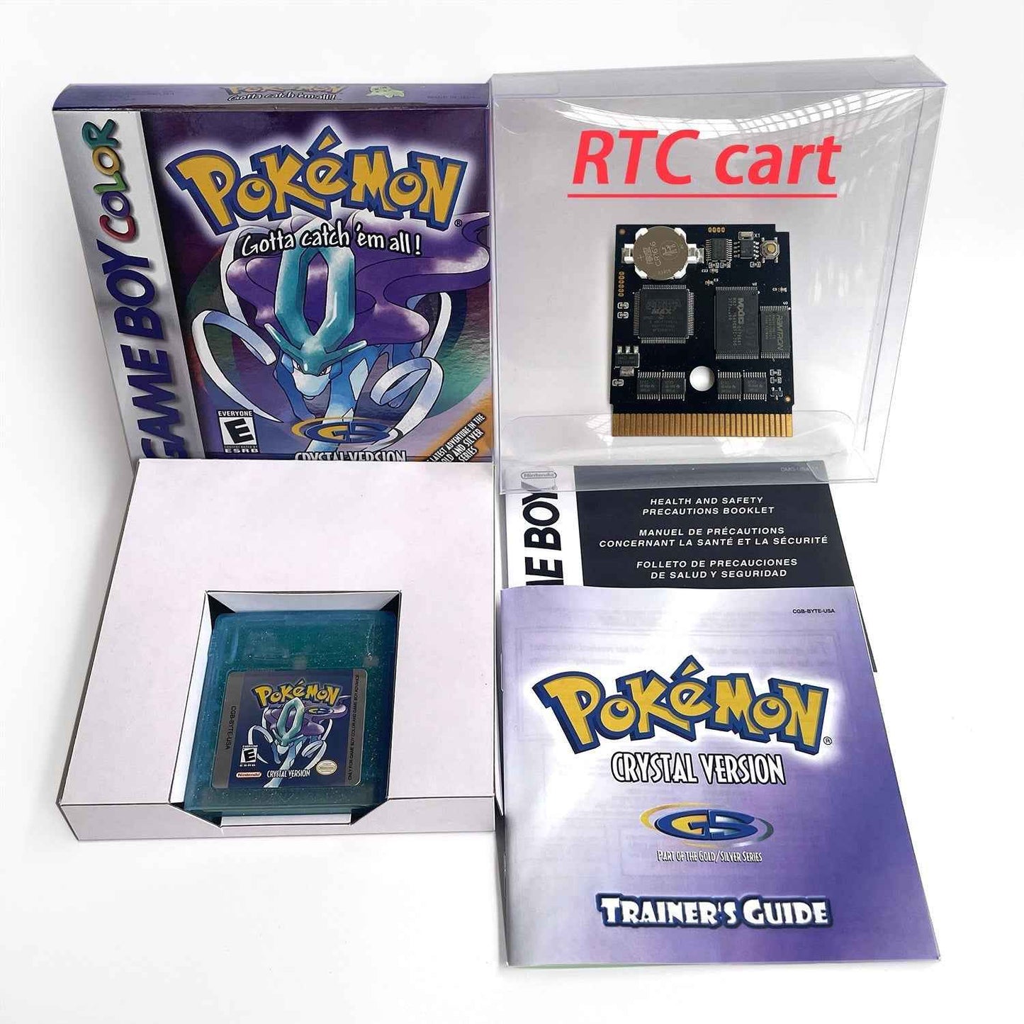 Pokemon Crystal Cart Ic GBC Case & Cart