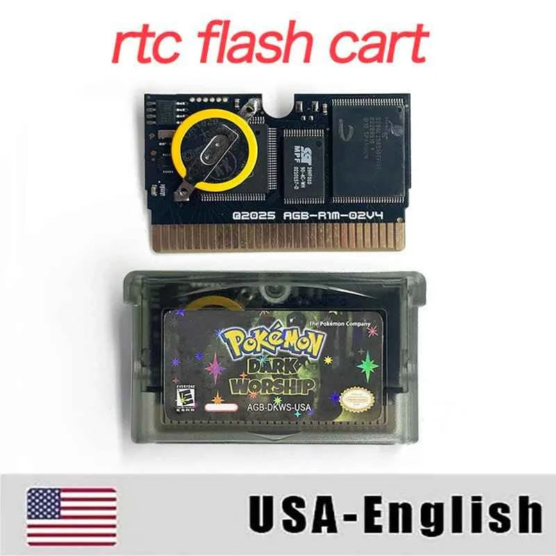 Pokémon Dark Worship Cartridge – English RTC Flash Cart Game for GBA | Dark-Themed Pokémon Adventure