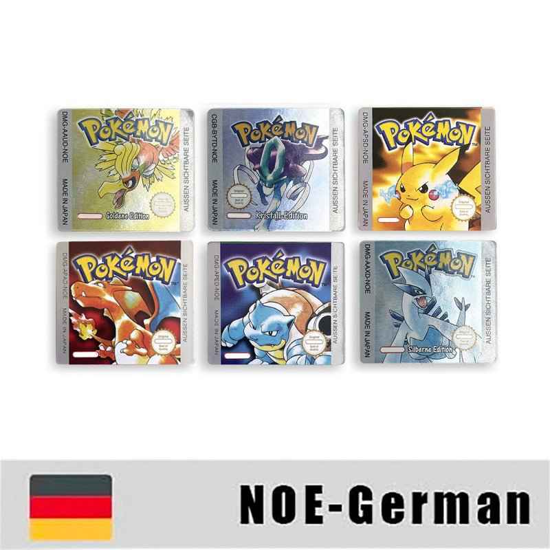 Pokemon Yellow Blue Red Crystal Silver Gold Green Usa Eur Noe Metallic Label Sticker For GBC Case & Cart (USA)