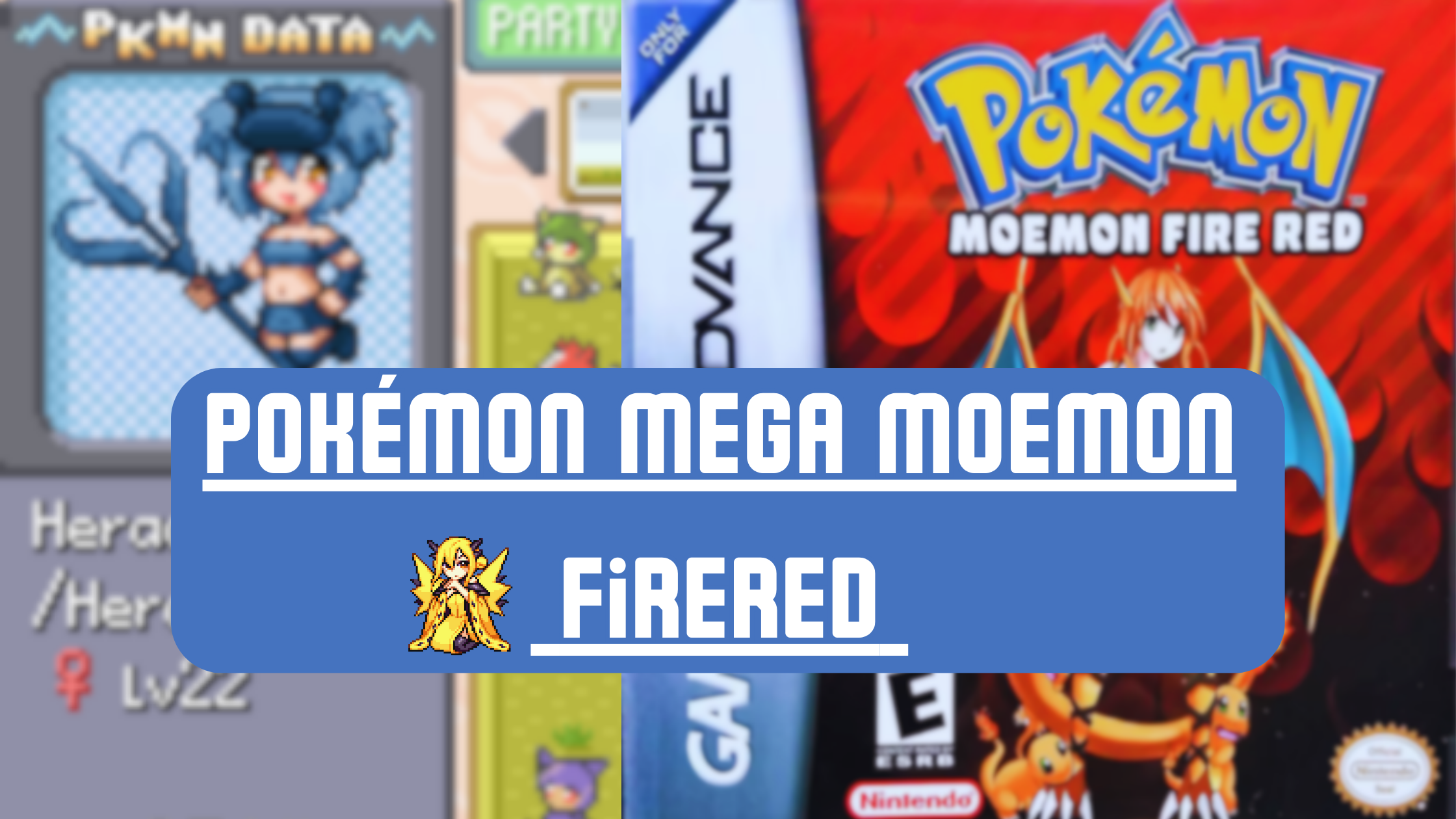 Pokémon Mega Moemon FireRed GBA RTC Edition gameplay on Game Boy Advance cartridge