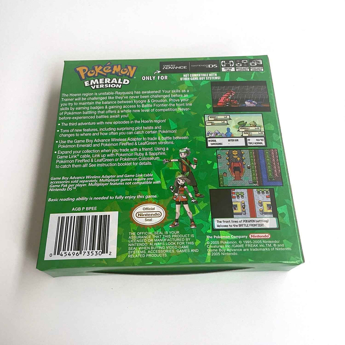 Pokemon Emerald Version GBA Case & Cart