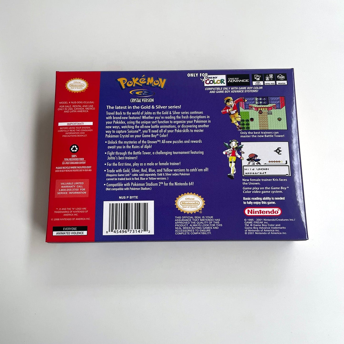 Pokemon Crystal Version Game With N64 Case & Cart