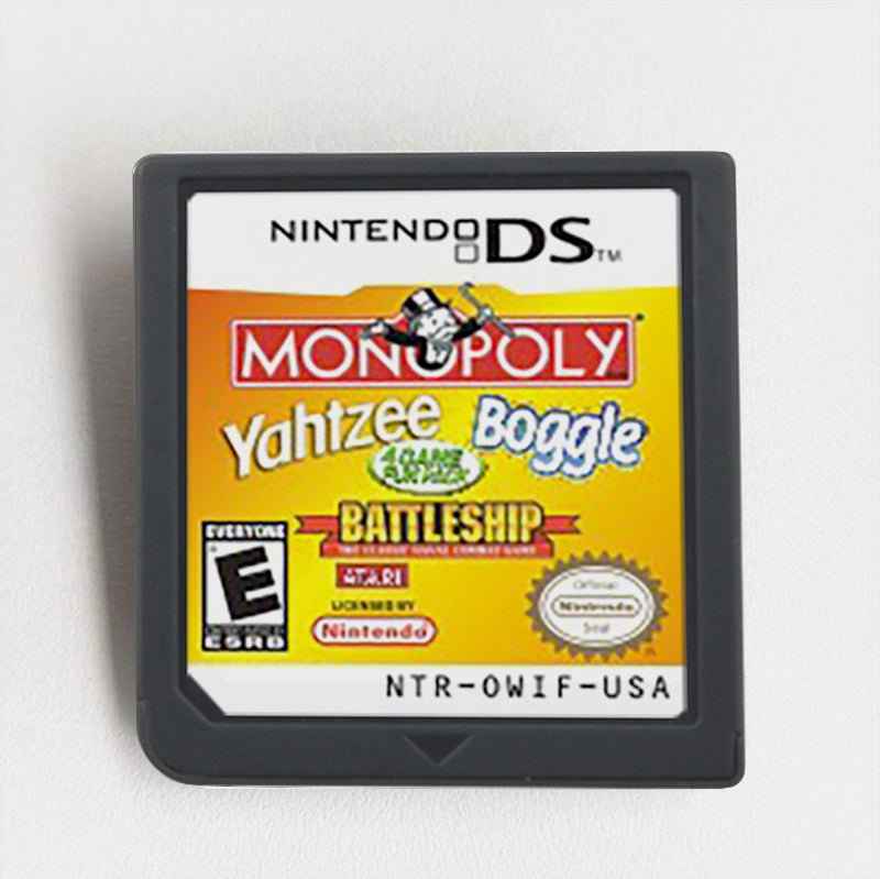 4 Game Fun Pack Ds Classic Board Games Collection with Multiplayer Action Game Case & Cart