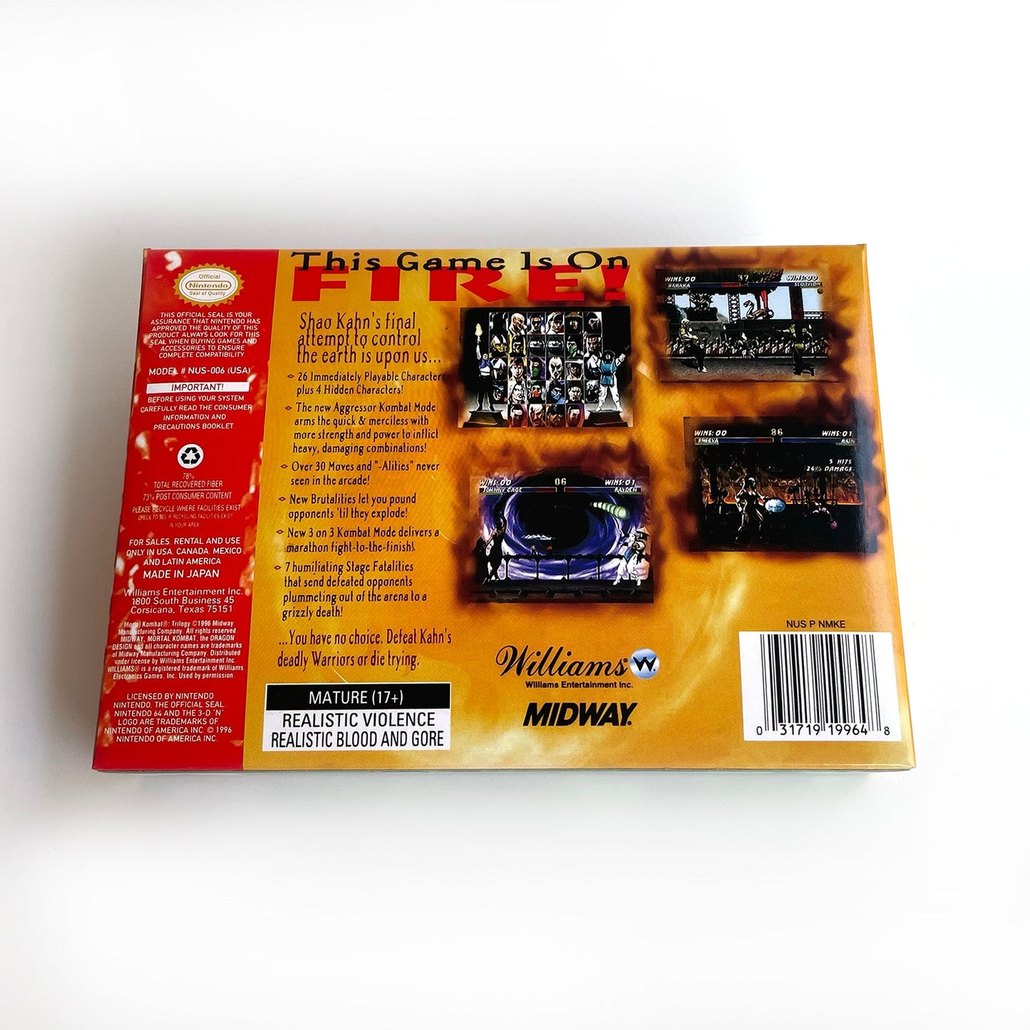 Mortal Kombat Game With N64 Case & Cart