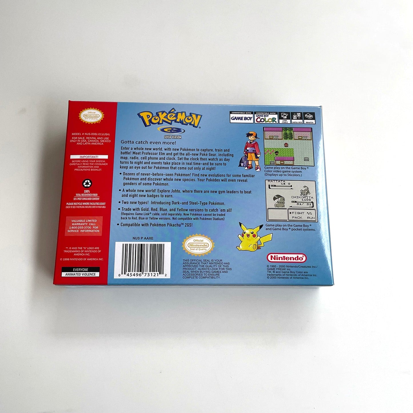 Pokemon Silver Version Game With N64 Case & Cart