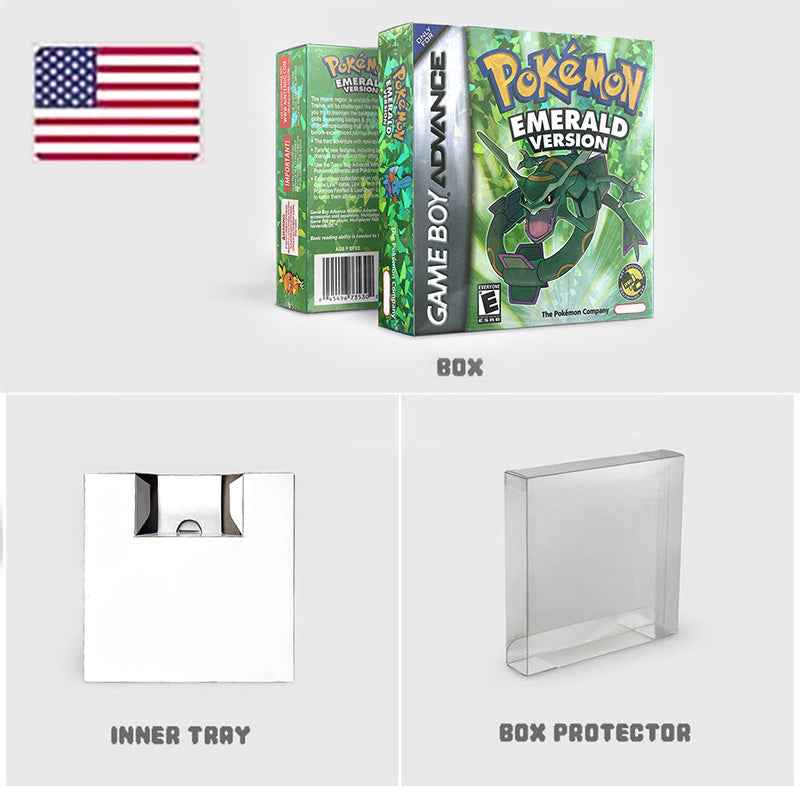 Pokemon Emerald Version GBA Case & Cart