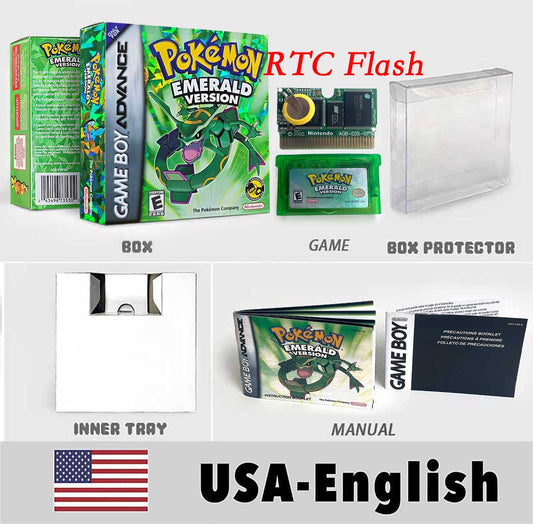 Pokémon Emerald — English — fully sealed set: cartridge, box, tray, manual and protector