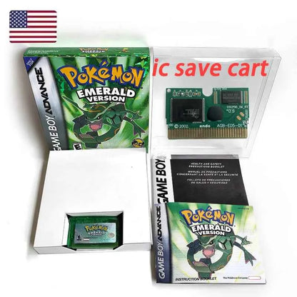 Pokemon Emerald Version GBA Case & Cart