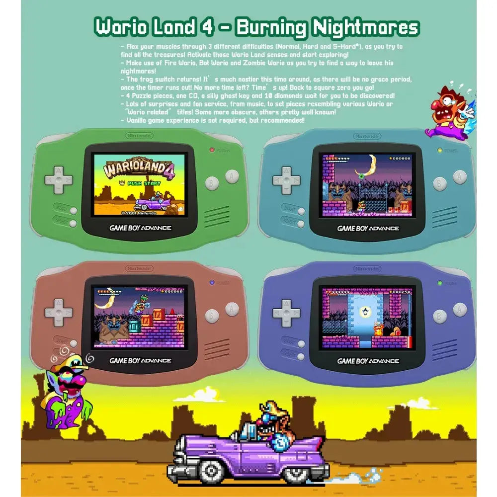 Wario Continent 4: Burning Nightmare – GBA Game Cartridge (With Box, No Manual) Romcarts