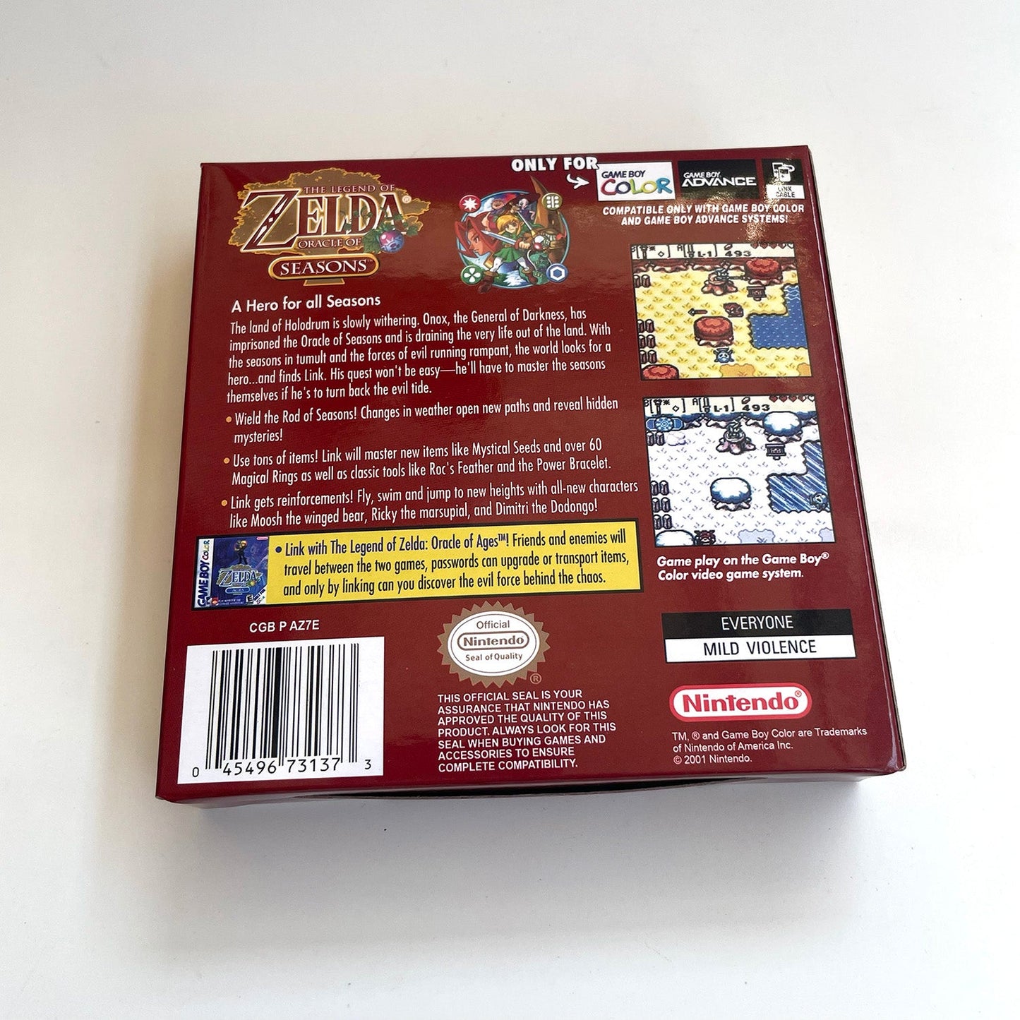 The Legend Of Zelda: Oracle Of Seasons GBC Case & Cart