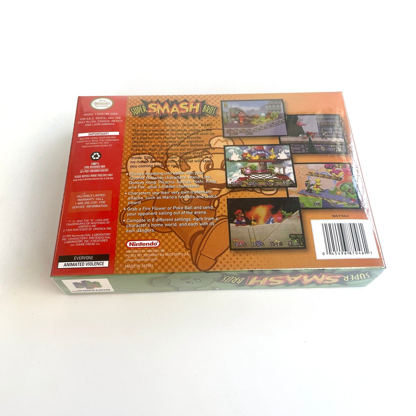 Super Smash Bros Game With N64 Case & Cart