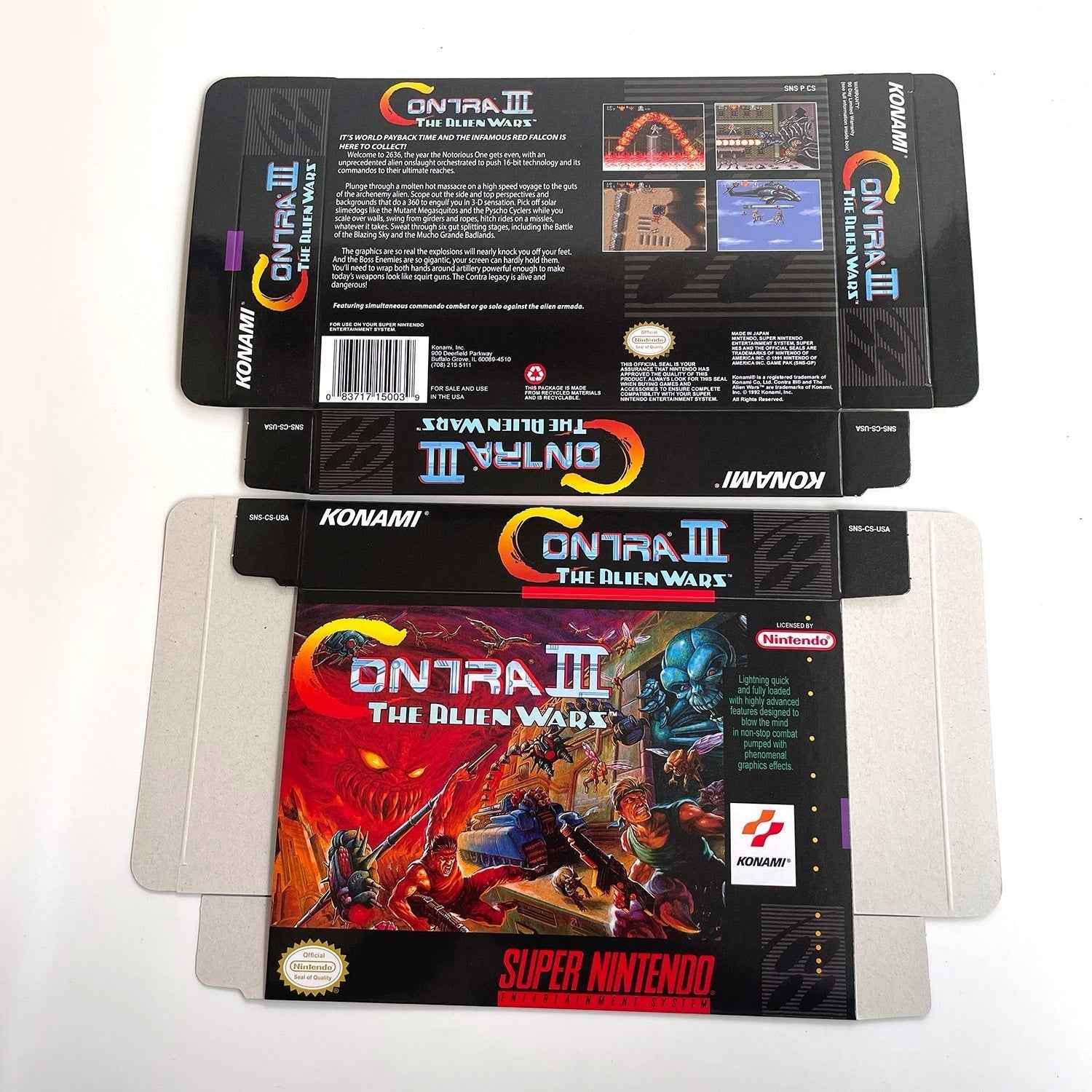 Contra III: The Alien Wars – SNES Game Cartridge (With Tray, Box & Manual)