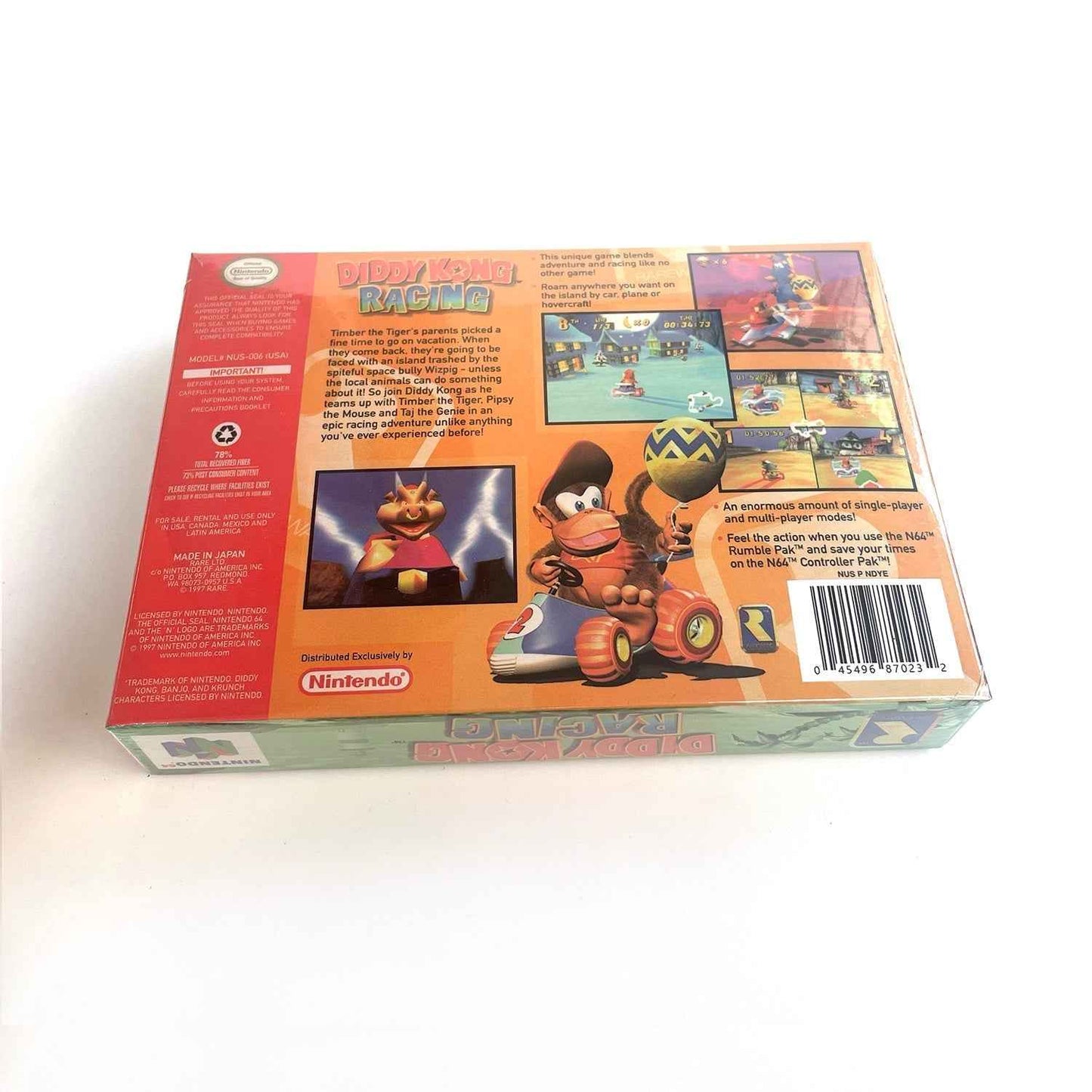Diddy Kong Racing Game With N64 Case & Cart