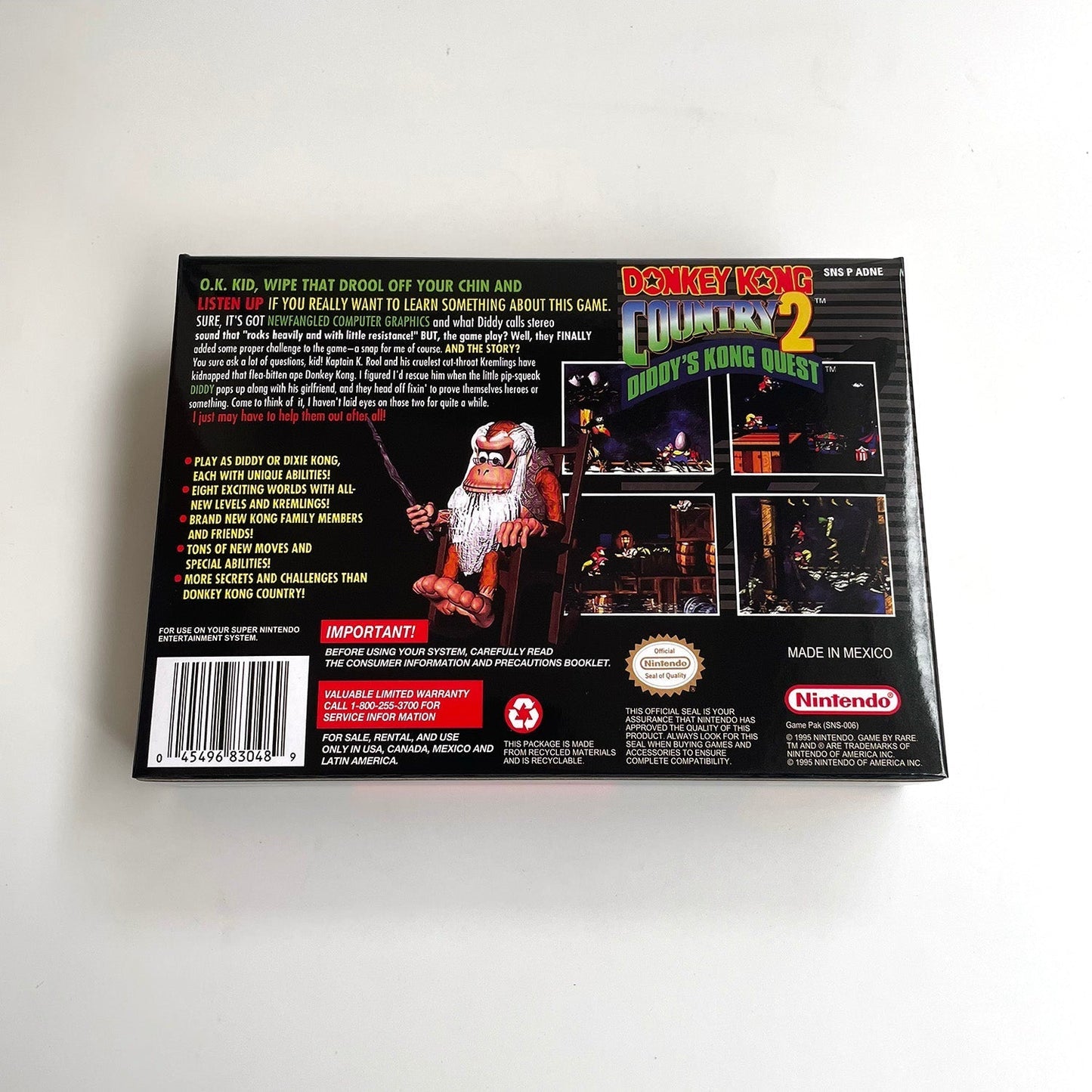 Donkey Kong Country 2: Diddy’s Kong Quest (USA) – SNES Game Cartridge (With Tray, Box & Manual) - Romcarts