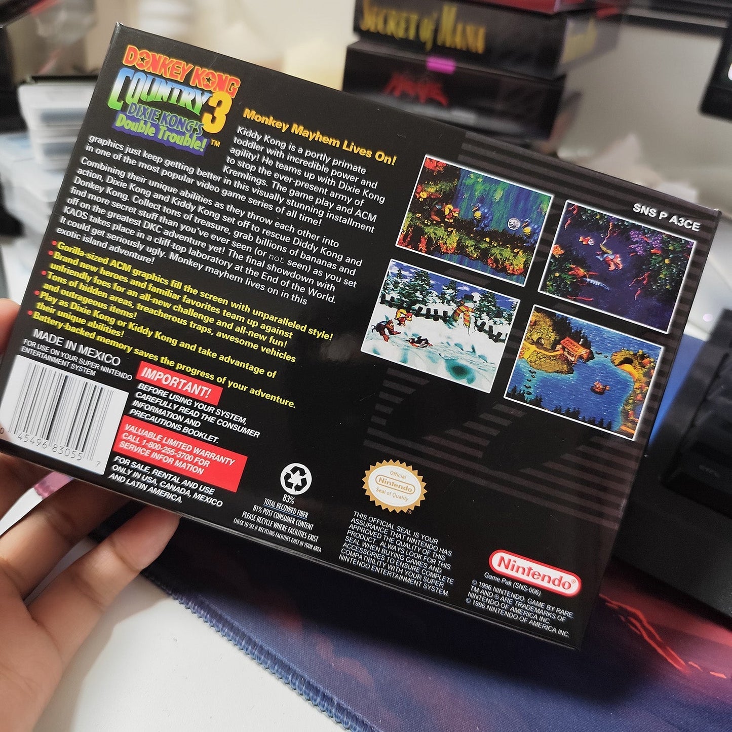 Donkey Kong Country 3: Dixie Kong’s Double Trouble (USA) – SNES Game Cartridge (With Tray, Box & Manual) - Romcarts