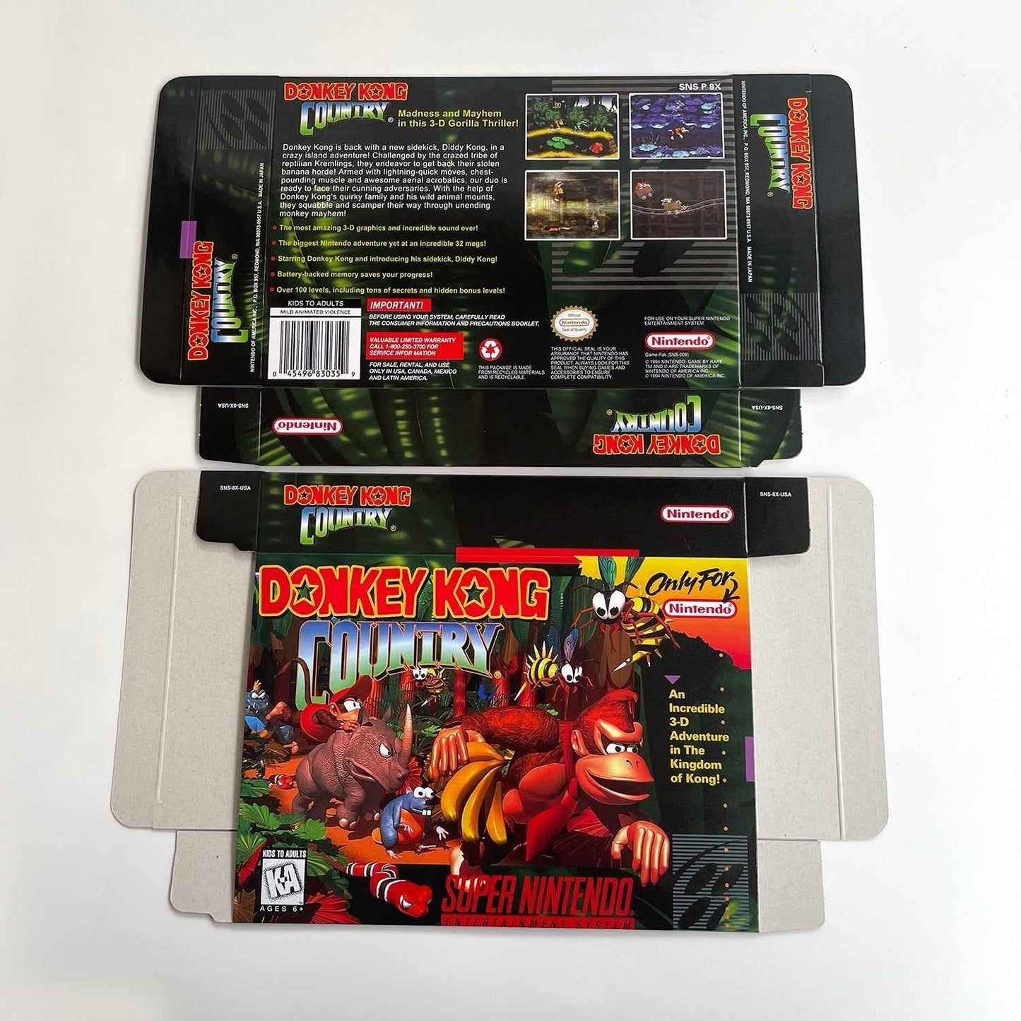 Donkey Kong Country (USA) – SNES Game Cartridge (With Tray, Box & Manual)