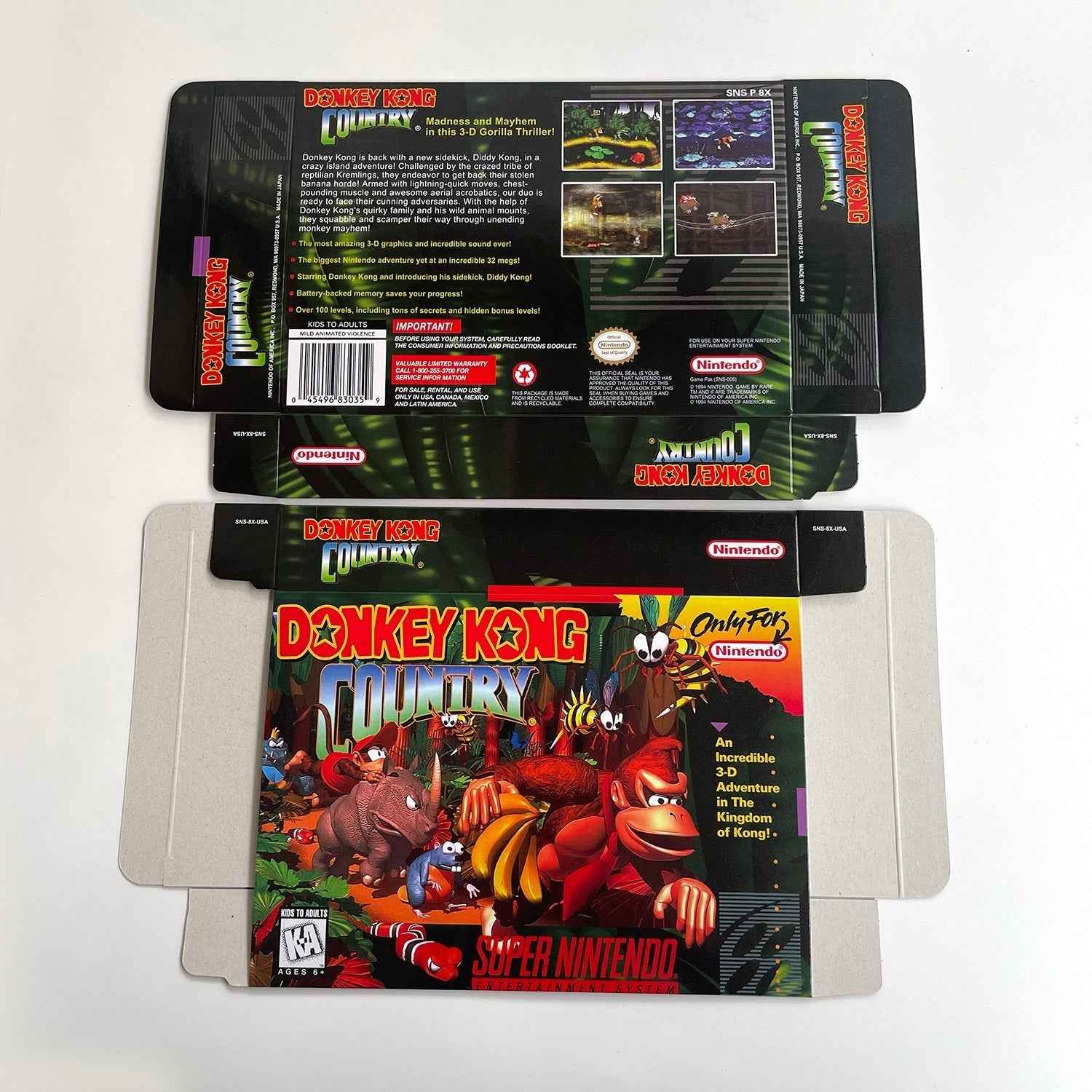 Donkey Kong Country (USA) – SNES Game Cartridge (With Tray, Box & Manual)