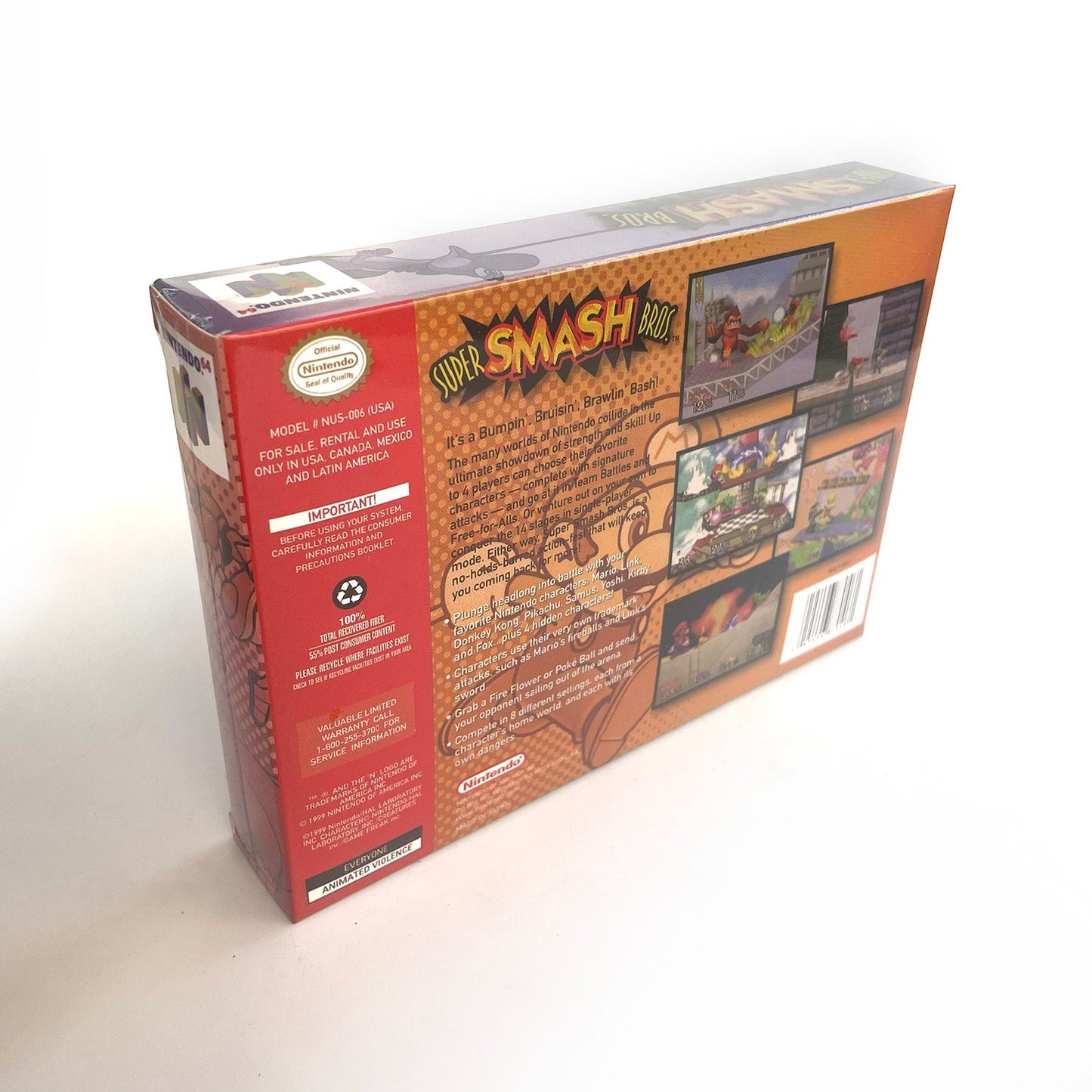 Super Smash Bros Game With N64 Case & Cart