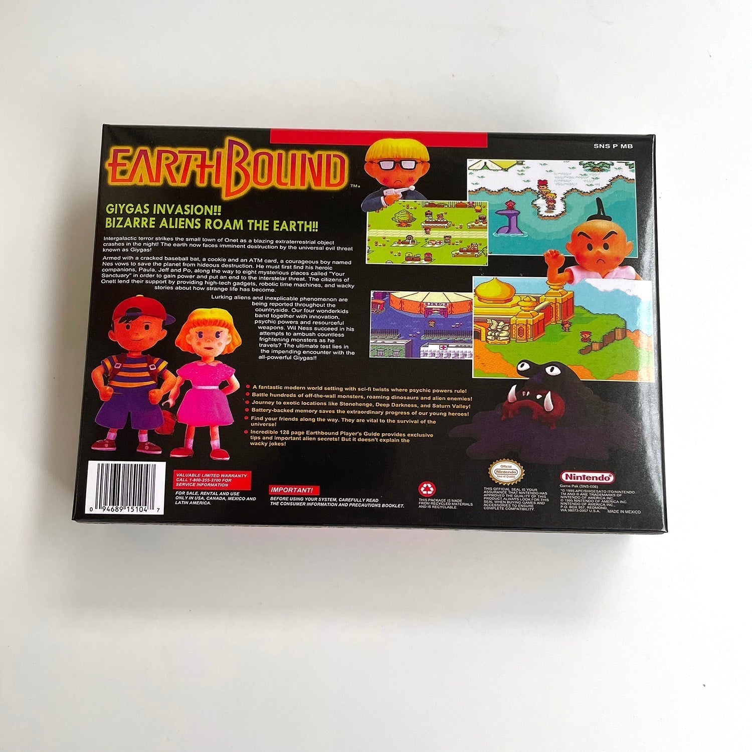 EarthBound – SNES Game Cartridge (With Tray, Box & Manual) - Romcarts