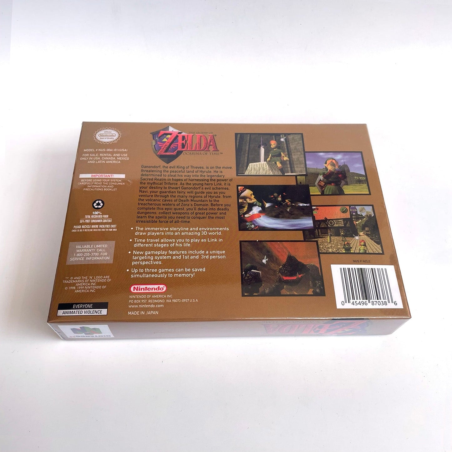 Zelda Ocania Of Time Game With N64 Case & Cart