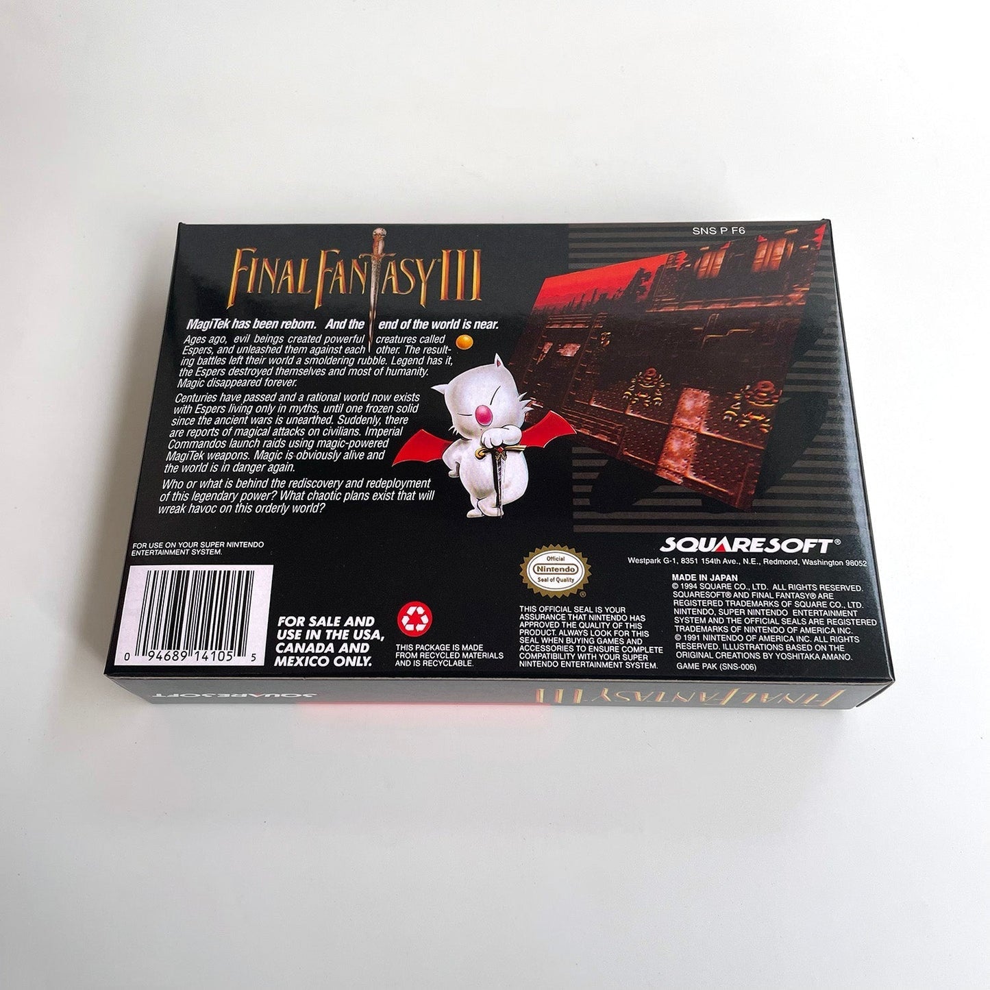 Final Fantasy III – SNES Game Cartridge (With Tray, Box & Manual) - Romcarts