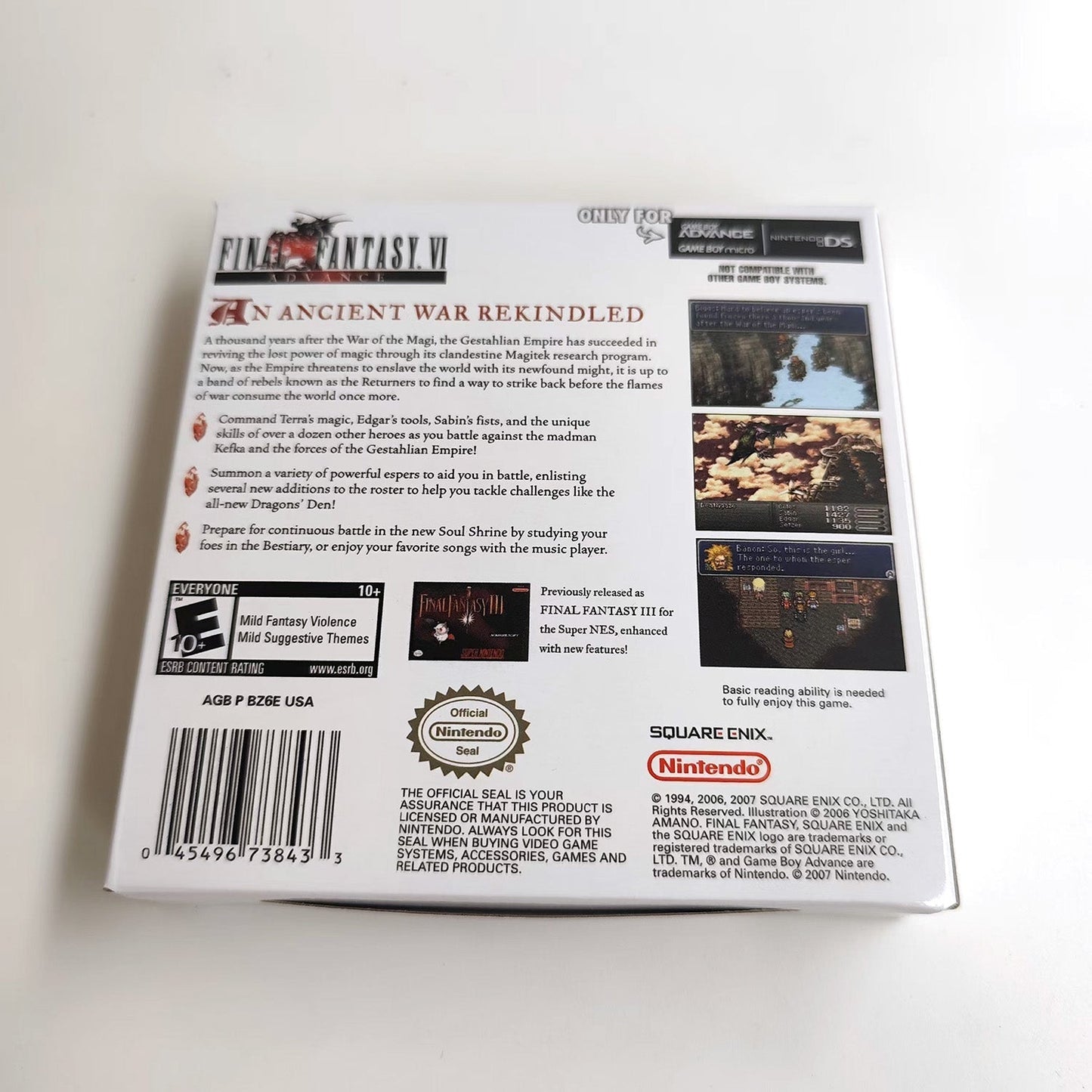Final Fantasy VI – GBA Game Cartridge (With Tray, Box & Manual) - Romcarts
