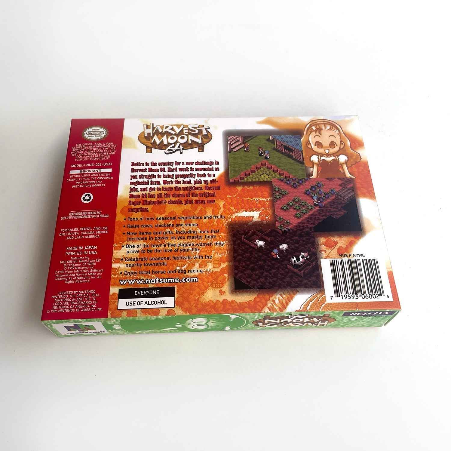 Harvest Moon 64 Game With N64 Case & Cart
