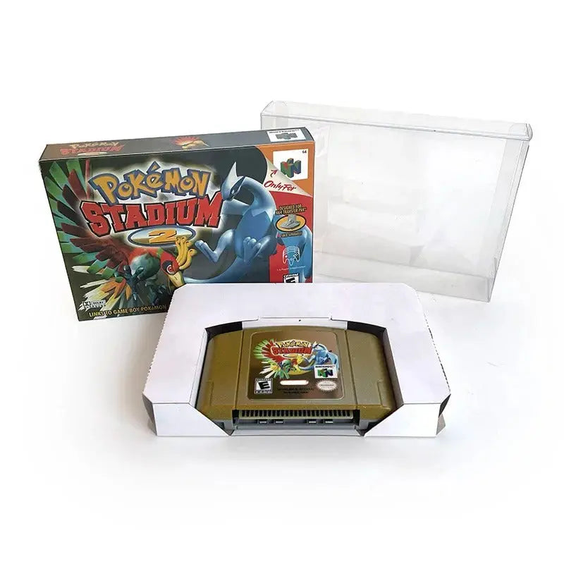 Pokémon Stadium 2 – N64 Gold Glitter Custom Cartridge + Display Box Romcarts