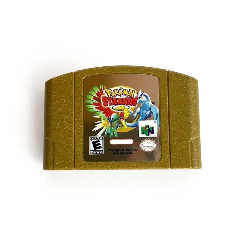 Pokémon Stadium 2 – N64 Gold Glitter Custom Cartridge + Display Box Romcarts