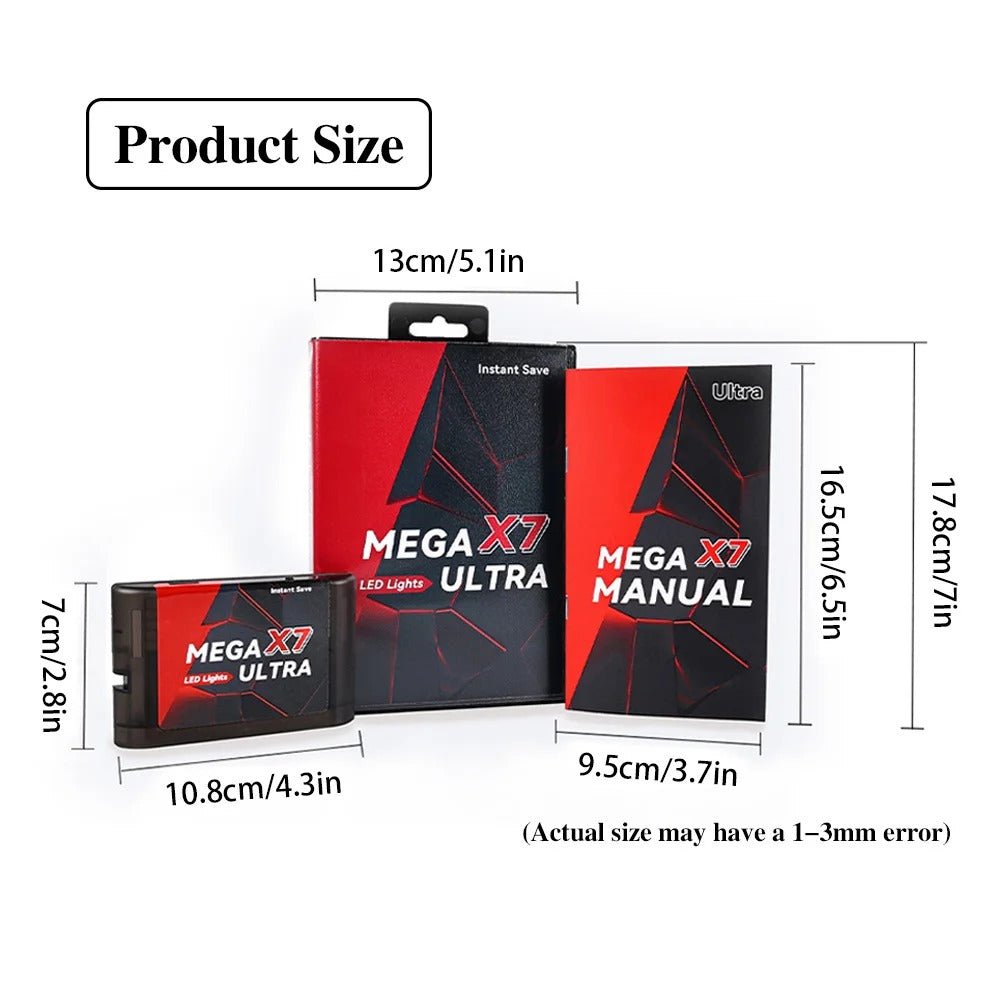 MEGA X7 Ultra Flash Cartridge (SEGA Genesis / Mega Drive) – 1200+ Games, Save States, LED Edition - Romcarts