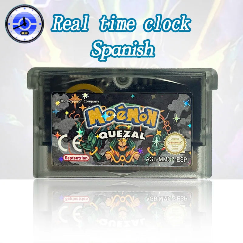 Moemon Quetzal reproduction GBA cartridge – Spanish