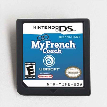 My French Coach Ds Learn French with Mini-Games, Vocab & Voice Practice Game Case & Cart