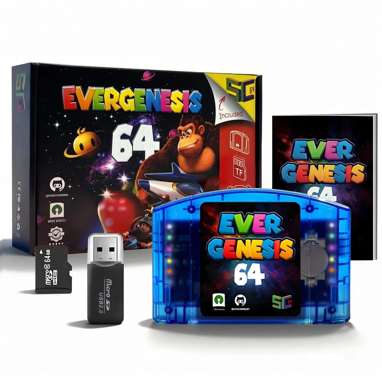 N64 SC64 Pro Flash Cartridge 9000 - in - 1 | 64GB Preloaded Retro Game Card | High - Speed Open Source Console Upgrade - Romcarts