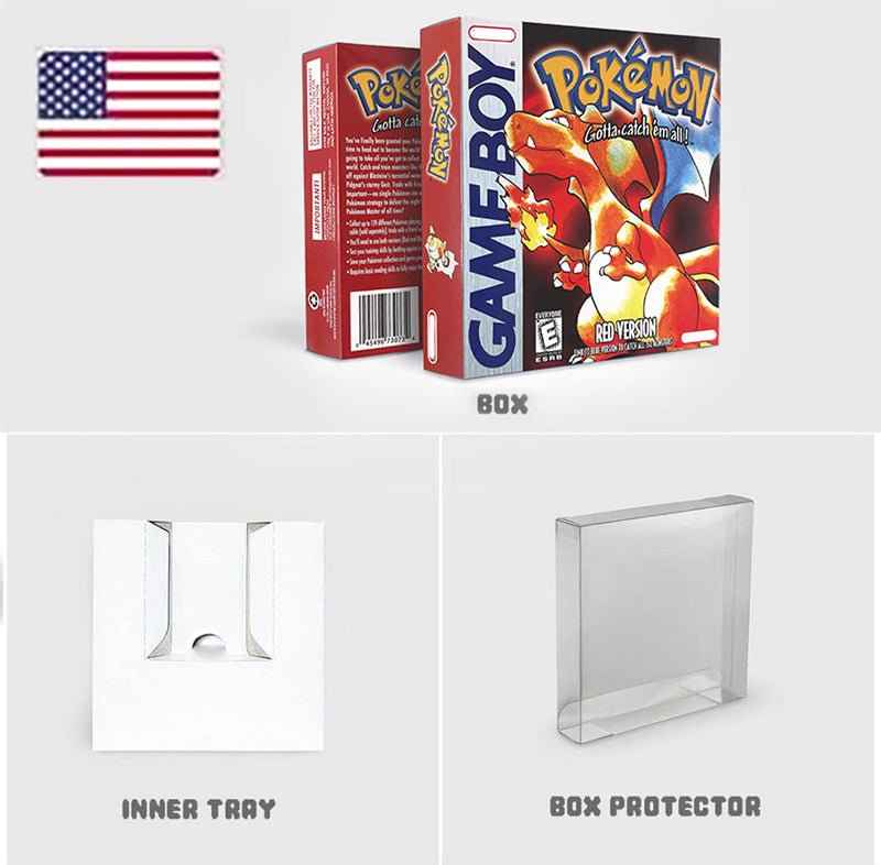 Noe Usa Eur Yellow Green Red Gold Crystal Blue Silver Pokemon Series Metallic Holographic Trey For GBC Case & Cart (USA)