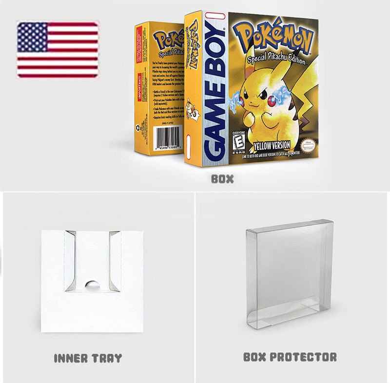 Noe Usa Eur Yellow Green Red Gold Crystal Blue Silver Pokemon Series Metallic Holographic Trey For GBC Case & Cart (USA)
