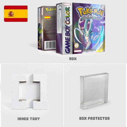 Noe Usa Eur Yellow Green Red Gold Crystal Blue Silver Pokemon Series Metallic Holographic Trey For GBC Case & Cart (USA)