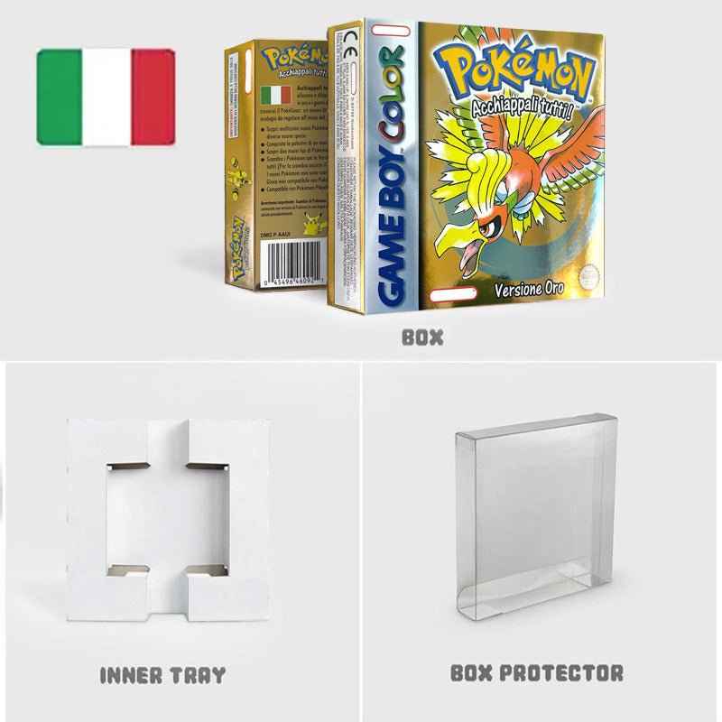 Noe Usa Eur Yellow Green Red Gold Crystal Blue Silver Pokemon Series Metallic Holographic Trey For GBC Case & Cart (USA)
