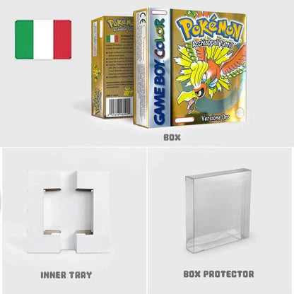Noe Usa Eur Yellow Green Red Gold Crystal Blue Silver Pokemon Series Metallic Holographic Trey For GBC Case & Cart (USA)