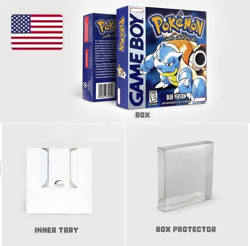 Noe Usa Eur Yellow Green Red Gold Crystal Blue Silver Pokemon Series Metallic Holographic Trey For GBC Case & Cart (USA)