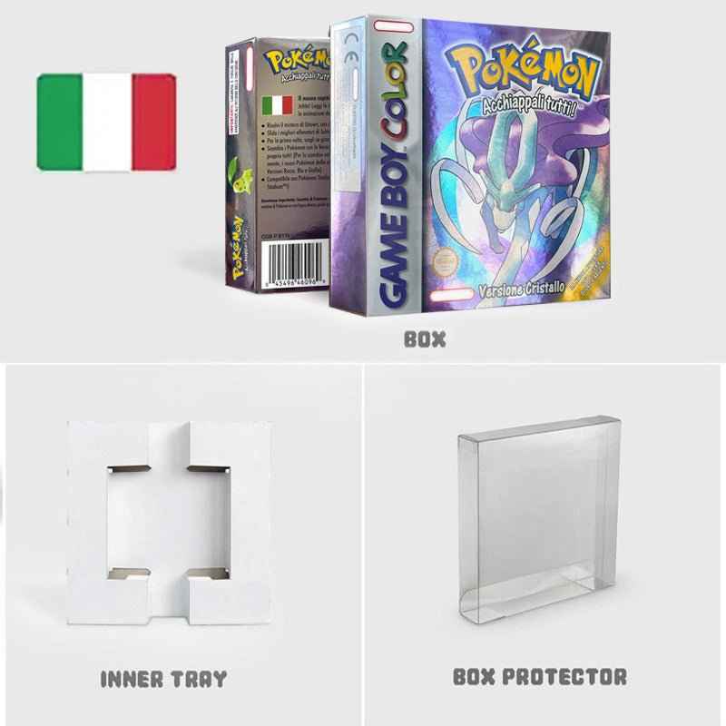 Noe Usa Eur Yellow Green Red Gold Crystal Blue Silver Pokemon Series Metallic Holographic Trey For GBC Case & Cart (USA)