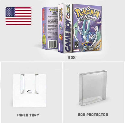 Noe Usa Eur Yellow Green Red Gold Crystal Blue Silver Pokemon Series Metallic Holographic Trey For GBC Case & Cart (USA)