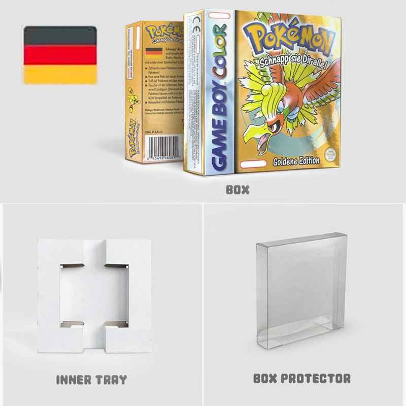 Noe Usa Eur Yellow Green Red Gold Crystal Blue Silver Pokemon Series Metallic Holographic Trey For GBC Case & Cart (USA)