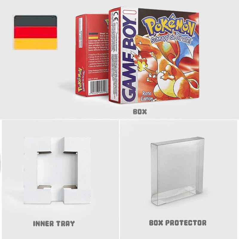 Noe Usa Eur Yellow Green Red Gold Crystal Blue Silver Pokemon Series Metallic Holographic Trey For GBC Case & Cart (USA)