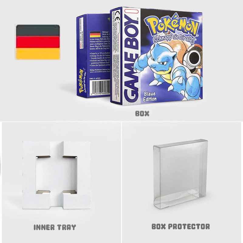 Noe Usa Eur Yellow Green Red Gold Crystal Blue Silver Pokemon Series Metallic Holographic Trey For GBC Case & Cart (USA)