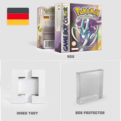 Noe Usa Eur Yellow Green Red Gold Crystal Blue Silver Pokemon Series Metallic Holographic Trey For GBC Case & Cart (USA)