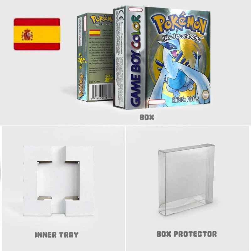 Noe Usa Eur Yellow Green Red Gold Crystal Blue Silver Pokemon Series Metallic Holographic Trey For GBC Case & Cart (USA)