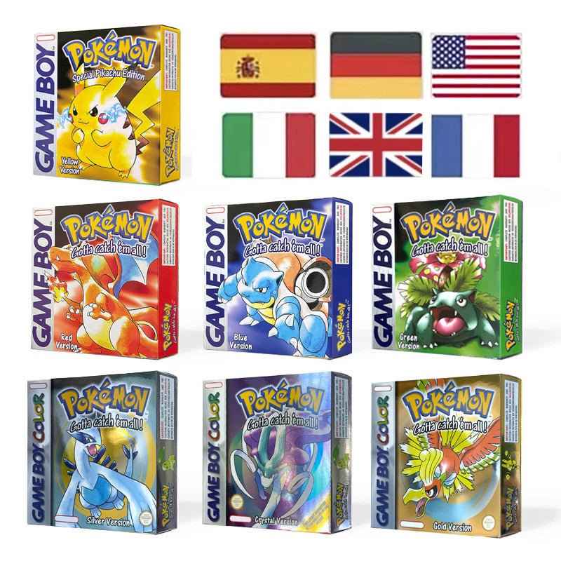 Noe Usa Eur Yellow Green Red Gold Crystal Blue Silver Pokemon Series Metallic Holographic Trey For GBC Case & Cart (USA)