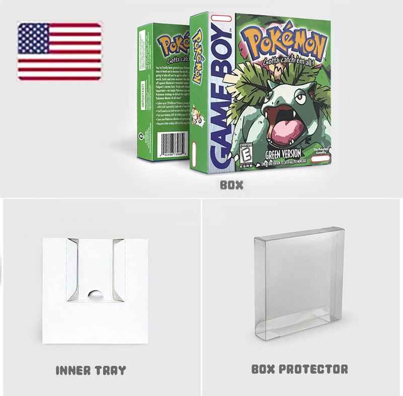 Noe Usa Eur Yellow Green Red Gold Crystal Blue Silver Pokemon Series Metallic Holographic Trey For GBC Case & Cart (USA)